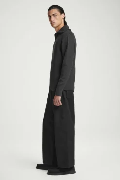 Online COS WOOL AND COTTON-BLEND HALF-ZIP SWEATER DARK GRAY