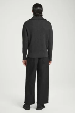 Online COS WOOL AND COTTON-BLEND HALF-ZIP SWEATER DARK GRAY