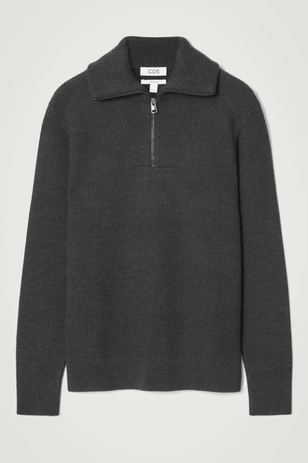 Online COS WOOL AND COTTON-BLEND HALF-ZIP SWEATER DARK GRAY