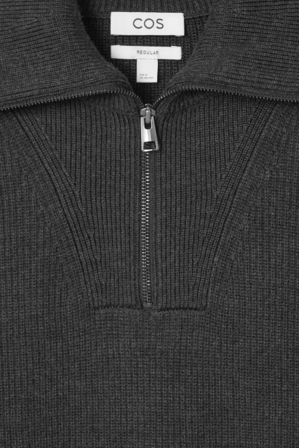 Online COS WOOL AND COTTON-BLEND HALF-ZIP SWEATER DARK GRAY