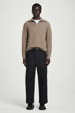 Online COS WOOL AND COTTON-BLEND HALF-ZIP SWEATER BEIGE
