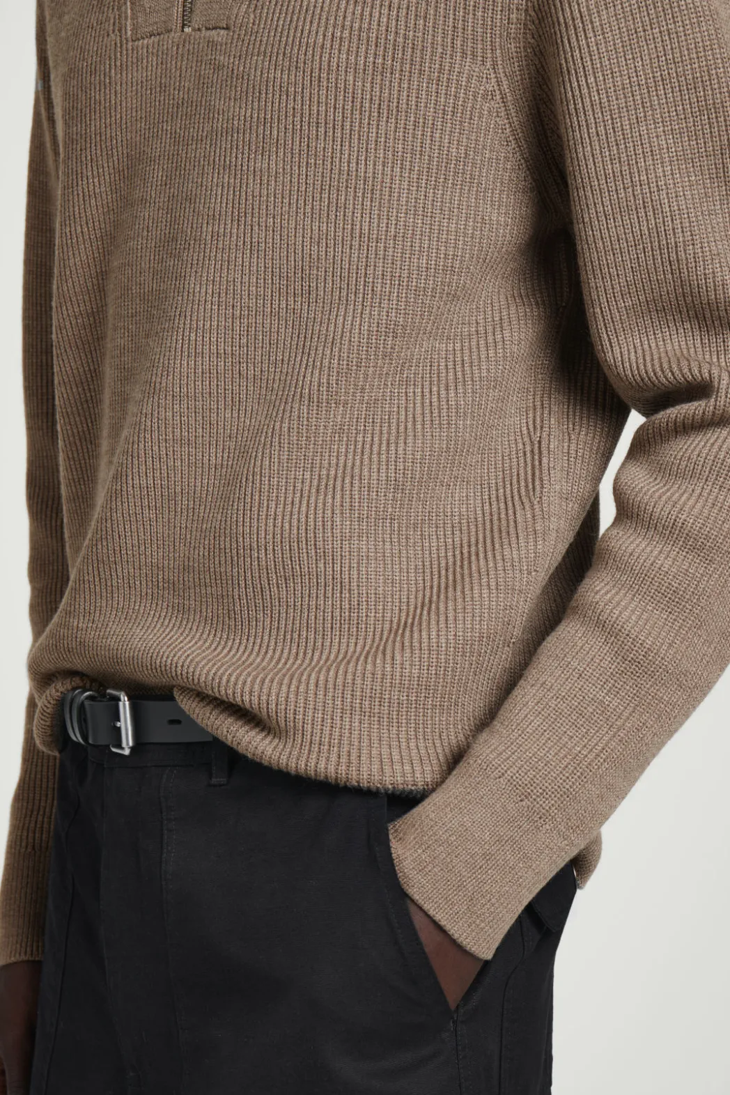 Online COS WOOL AND COTTON-BLEND HALF-ZIP SWEATER BEIGE