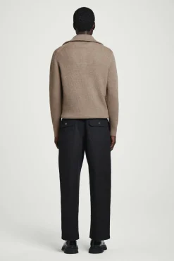 Online COS WOOL AND COTTON-BLEND HALF-ZIP SWEATER BEIGE
