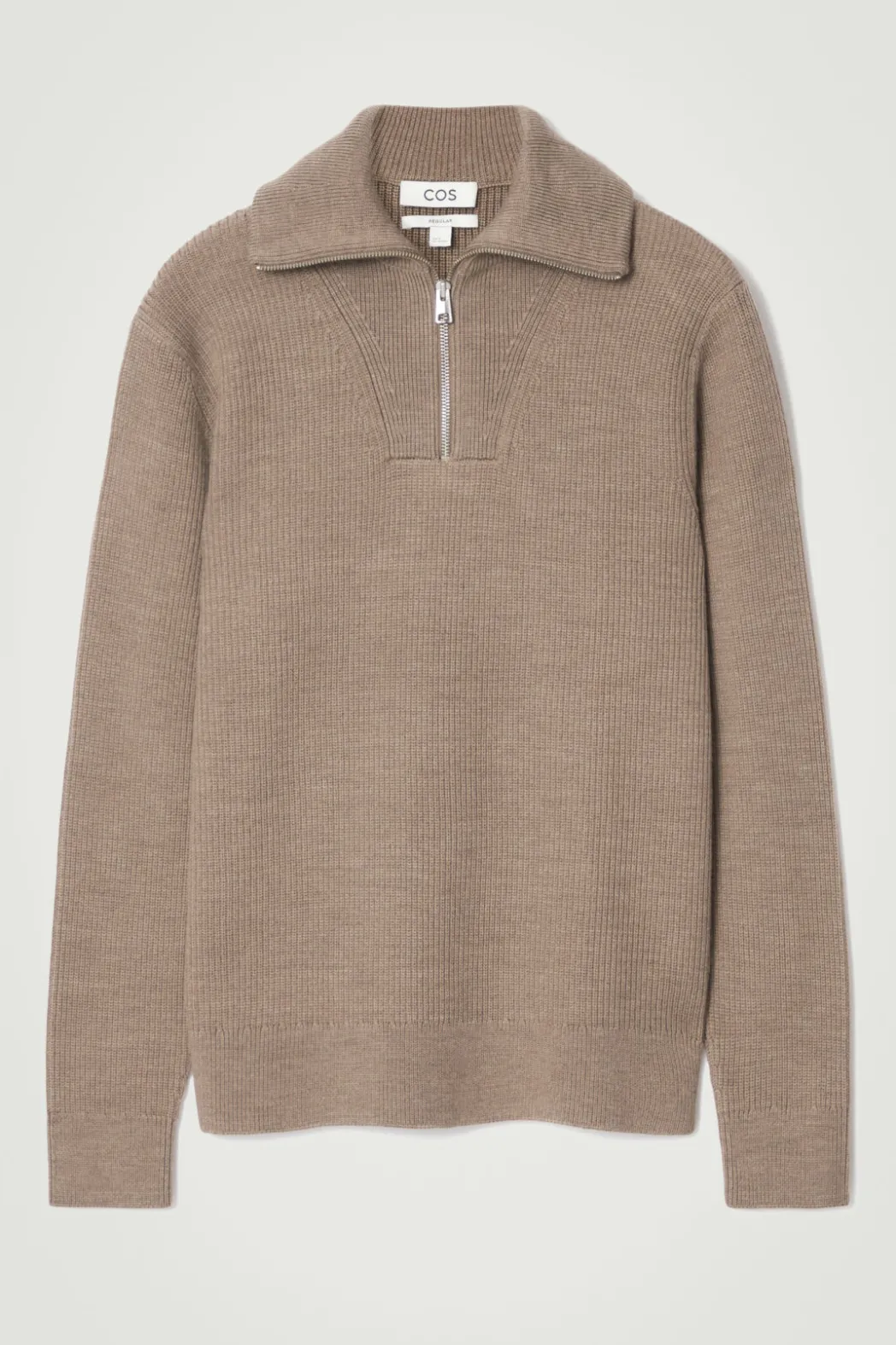 Online COS WOOL AND COTTON-BLEND HALF-ZIP SWEATER BEIGE