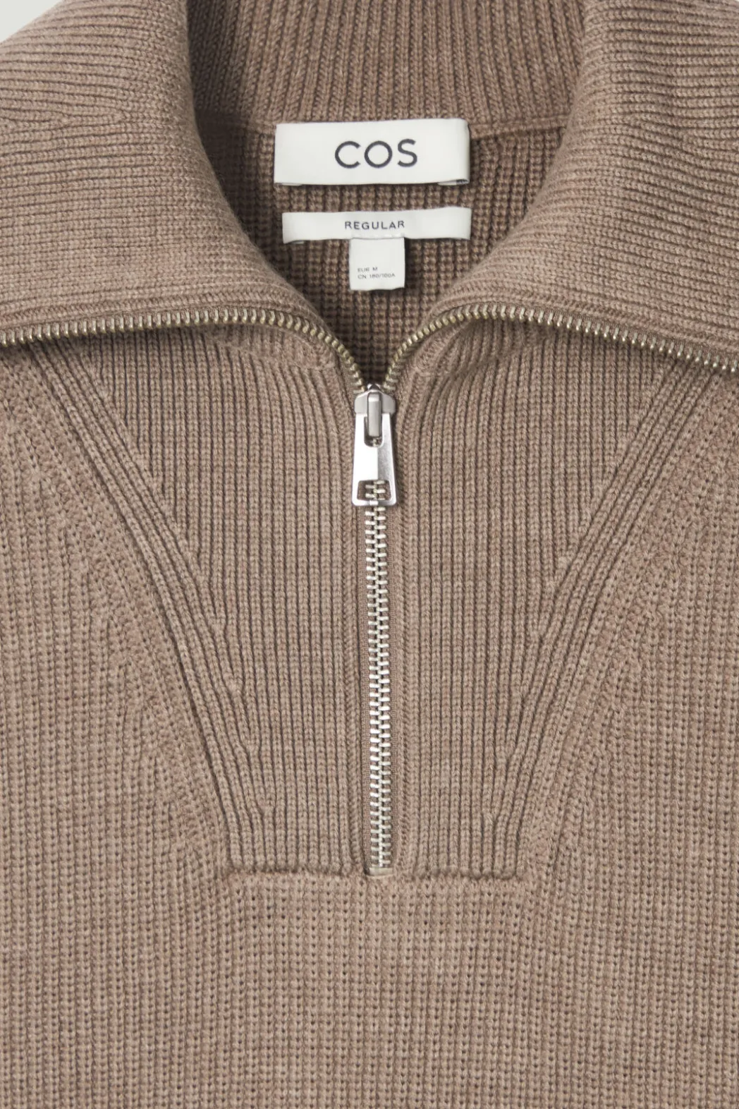 Online COS WOOL AND COTTON-BLEND HALF-ZIP SWEATER BEIGE