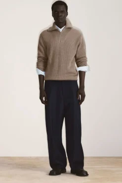 Online COS WOOL AND COTTON-BLEND HALF-ZIP SWEATER BEIGE