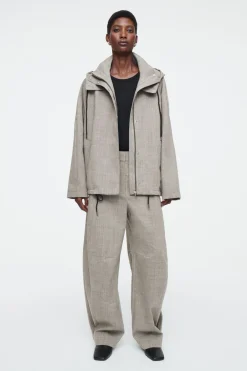 Discount COS WOOL BARREL-LEG UTILITY PANTS GRAY MÉLANGE