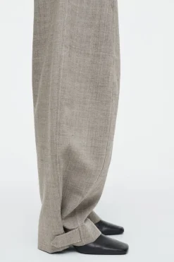 Discount COS WOOL BARREL-LEG UTILITY PANTS GRAY MÉLANGE