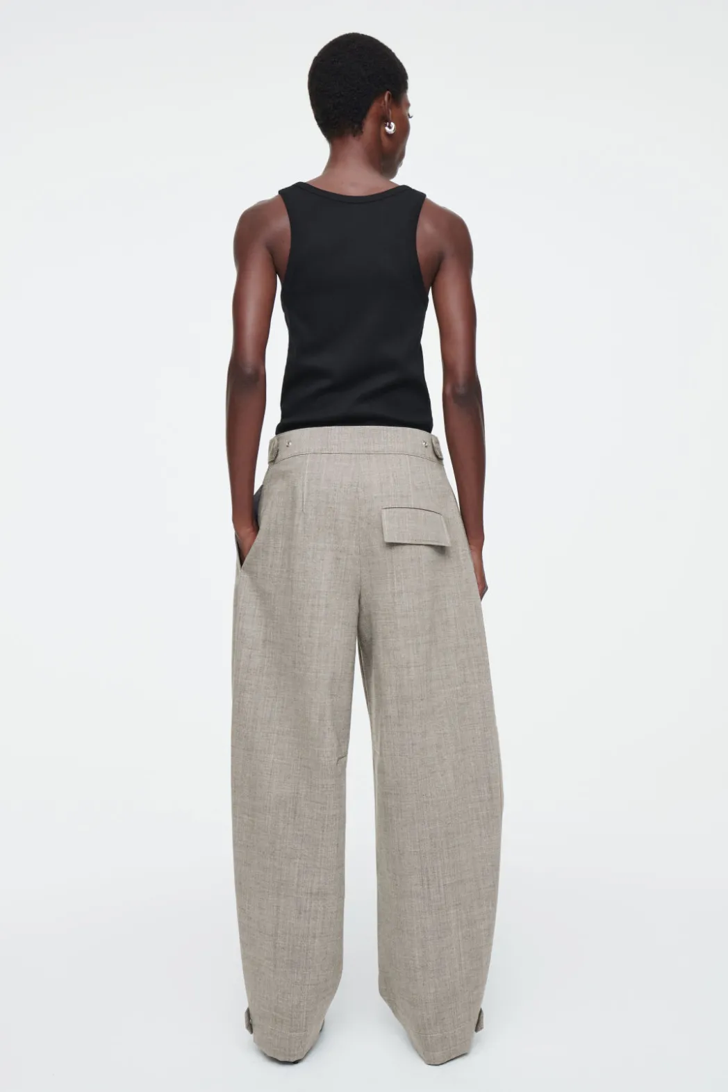 Discount COS WOOL BARREL-LEG UTILITY PANTS GRAY MÉLANGE