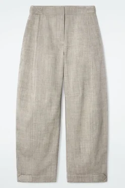 Discount COS WOOL BARREL-LEG UTILITY PANTS GRAY MÉLANGE