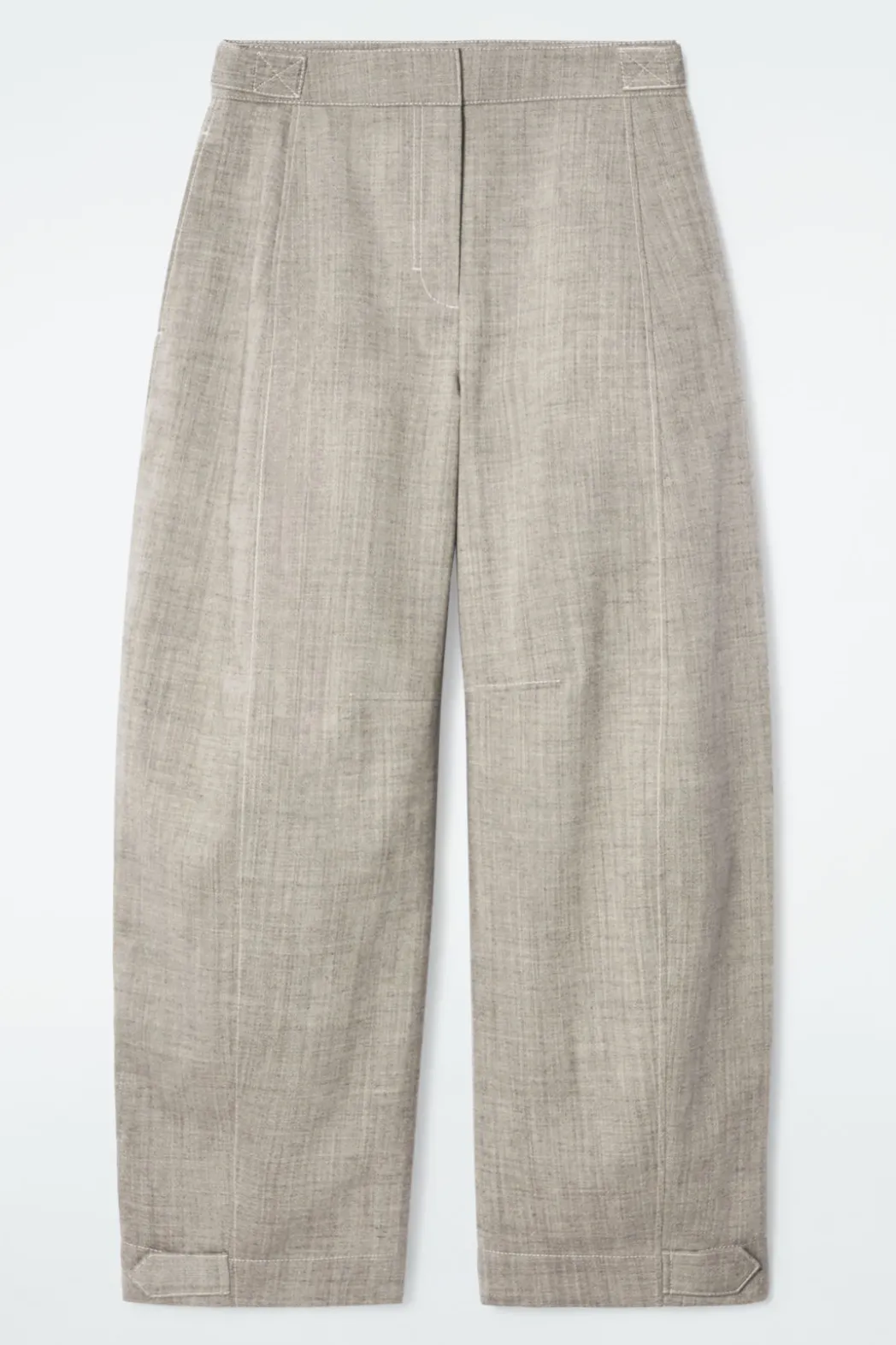 Discount COS WOOL BARREL-LEG UTILITY PANTS GRAY MÉLANGE
