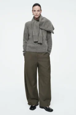 Hot COS WOOL BARREL-LEG UTILITY PANTS KHAKI