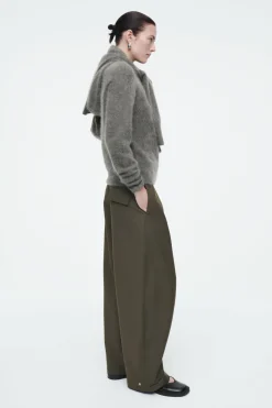 Hot COS WOOL BARREL-LEG UTILITY PANTS KHAKI