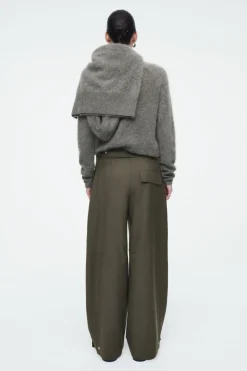 Hot COS WOOL BARREL-LEG UTILITY PANTS KHAKI