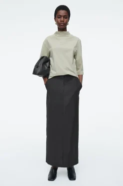 Best COS WOOL COLUMN MAXI SKIRT BLACK