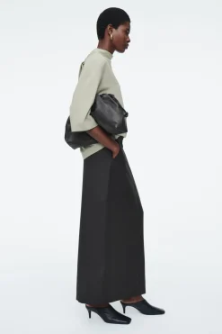 Best COS WOOL COLUMN MAXI SKIRT BLACK