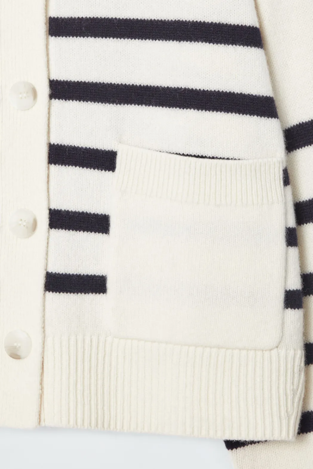 Outlet COS WOOL CREW-NECK CARDIGAN WHITE / STRIPED