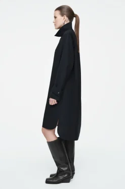 Discount COS WOOL SHIRT DRESS NAVY