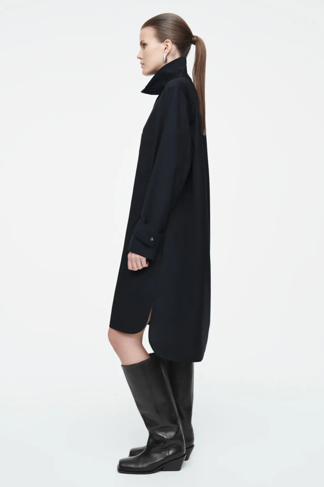 Discount COS WOOL SHIRT DRESS NAVY