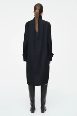 Discount COS WOOL SHIRT DRESS NAVY