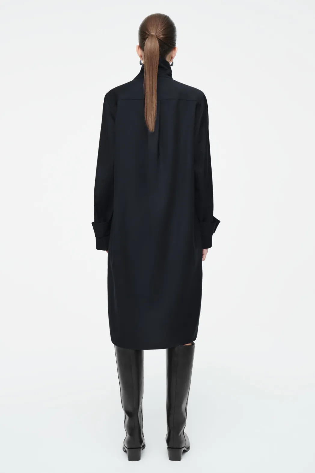Discount COS WOOL SHIRT DRESS NAVY