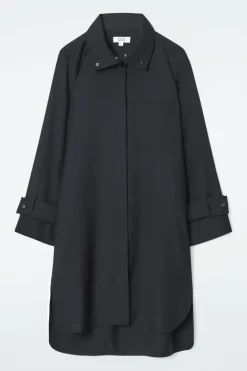 Discount COS WOOL SHIRT DRESS NAVY