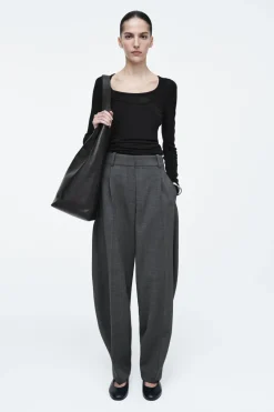 Hot COS WOOL-BLEND BARREL-LEG PANTS GRAY