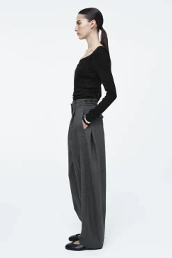 Hot COS WOOL-BLEND BARREL-LEG PANTS GRAY