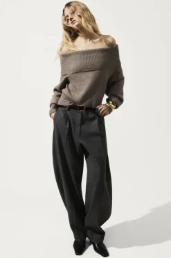 Hot COS WOOL-BLEND BARREL-LEG PANTS GRAY