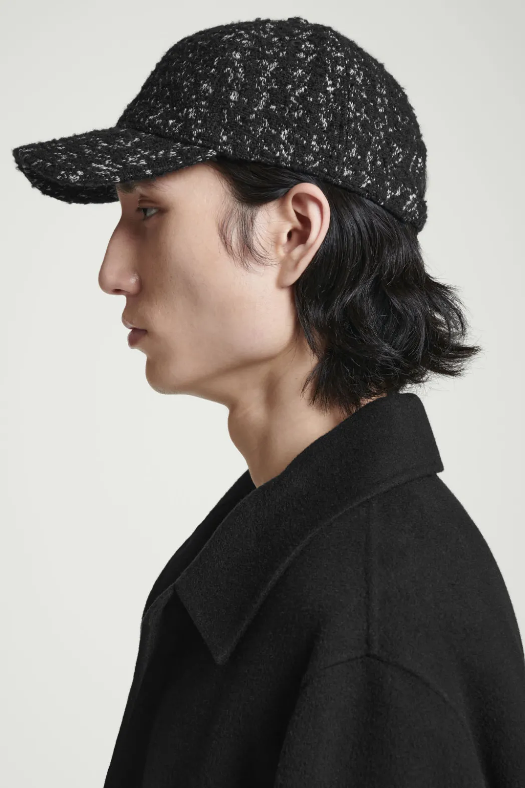 Online COS WOOL-BLEND BASEBALL CAP BLACK / HOUNDSTOOTH