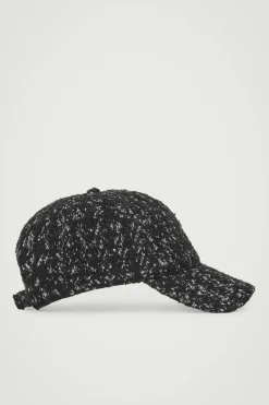 Online COS WOOL-BLEND BASEBALL CAP BLACK / HOUNDSTOOTH