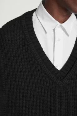 Discount COS WOOL-CASHMERE V-NECK HYBRID TANK BLACK