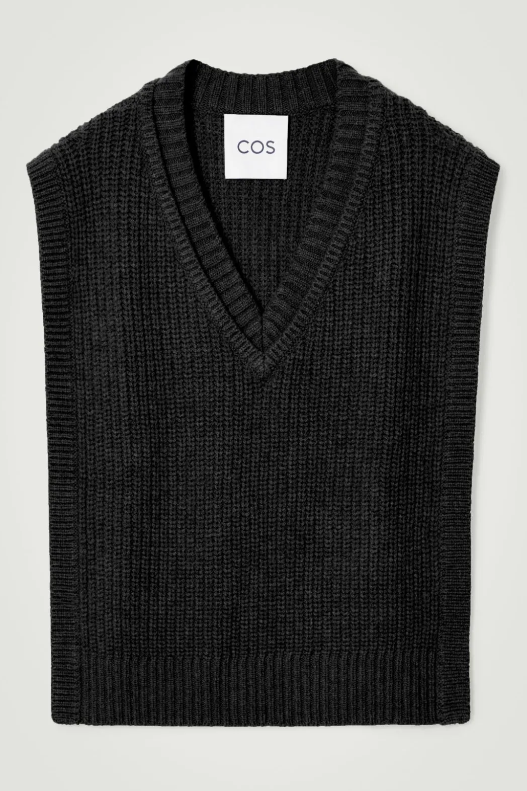 Discount COS WOOL-CASHMERE V-NECK HYBRID TANK BLACK