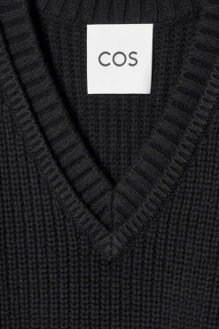 Discount COS WOOL-CASHMERE V-NECK HYBRID TANK BLACK