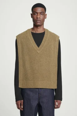 Outlet COS WOOL-CASHMERE V-NECK HYBRID TANK DARK GREEN