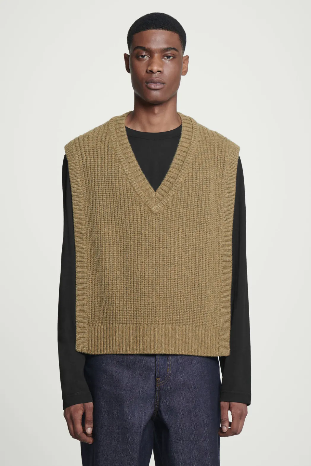 Outlet COS WOOL-CASHMERE V-NECK HYBRID TANK DARK GREEN