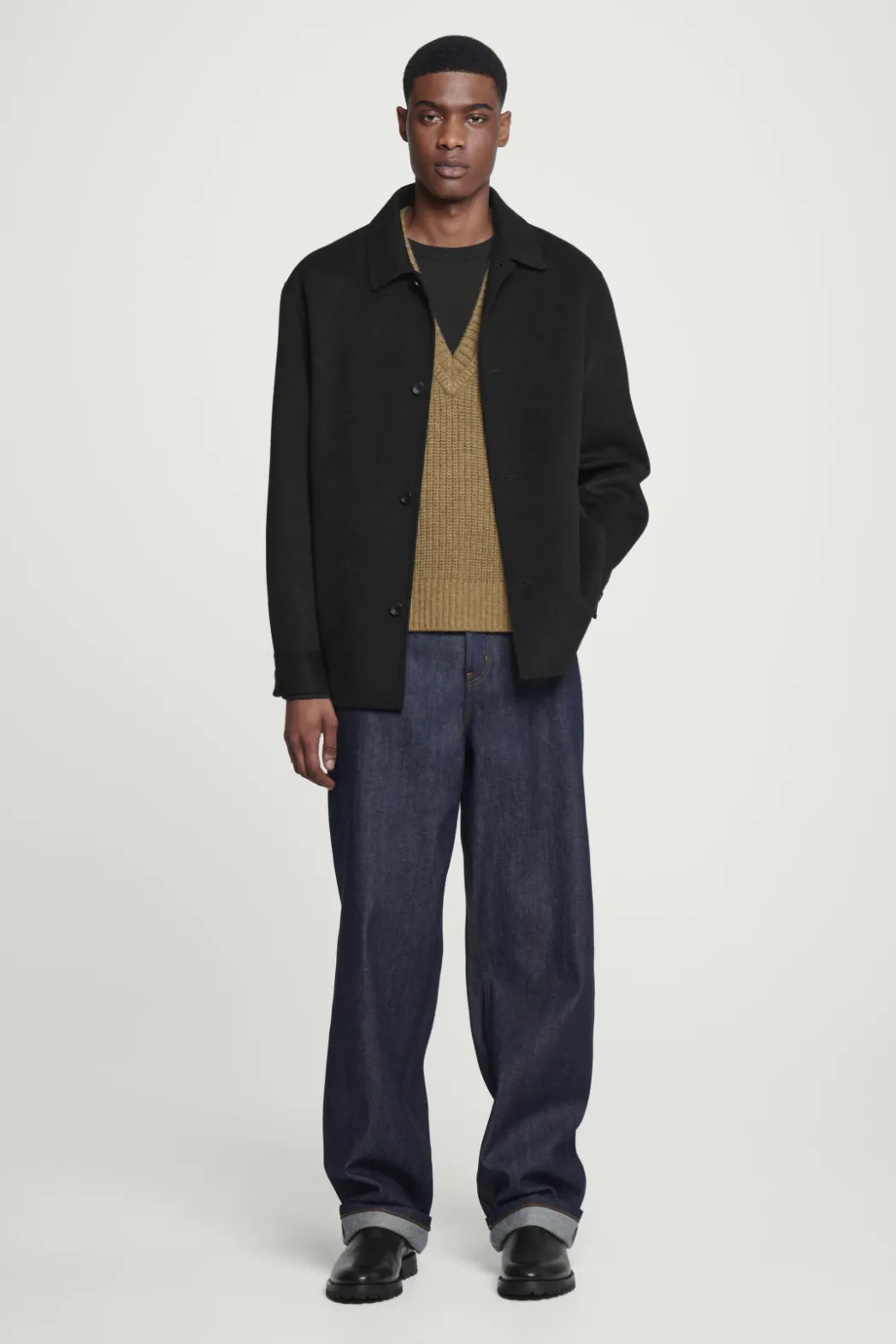 Outlet COS WOOL-CASHMERE V-NECK HYBRID TANK DARK GREEN