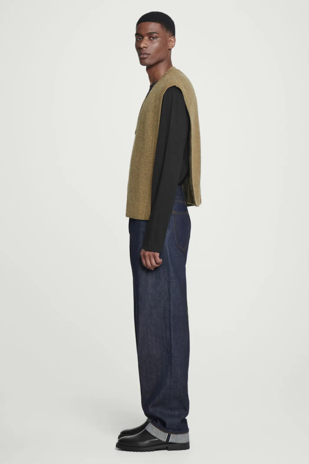 Outlet COS WOOL-CASHMERE V-NECK HYBRID TANK DARK GREEN