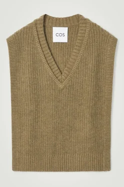 Outlet COS WOOL-CASHMERE V-NECK HYBRID TANK DARK GREEN
