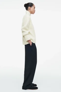 New COS WRAP-COLLAR MERINO WOOL JUMPER ECRU