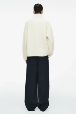 New COS WRAP-COLLAR MERINO WOOL JUMPER ECRU