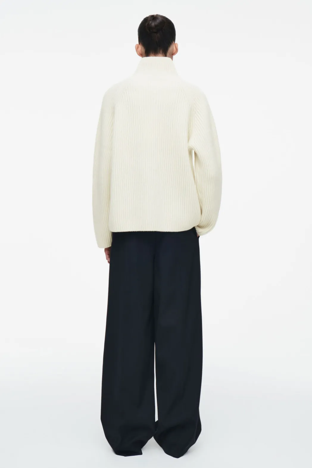 New COS WRAP-COLLAR MERINO WOOL JUMPER ECRU