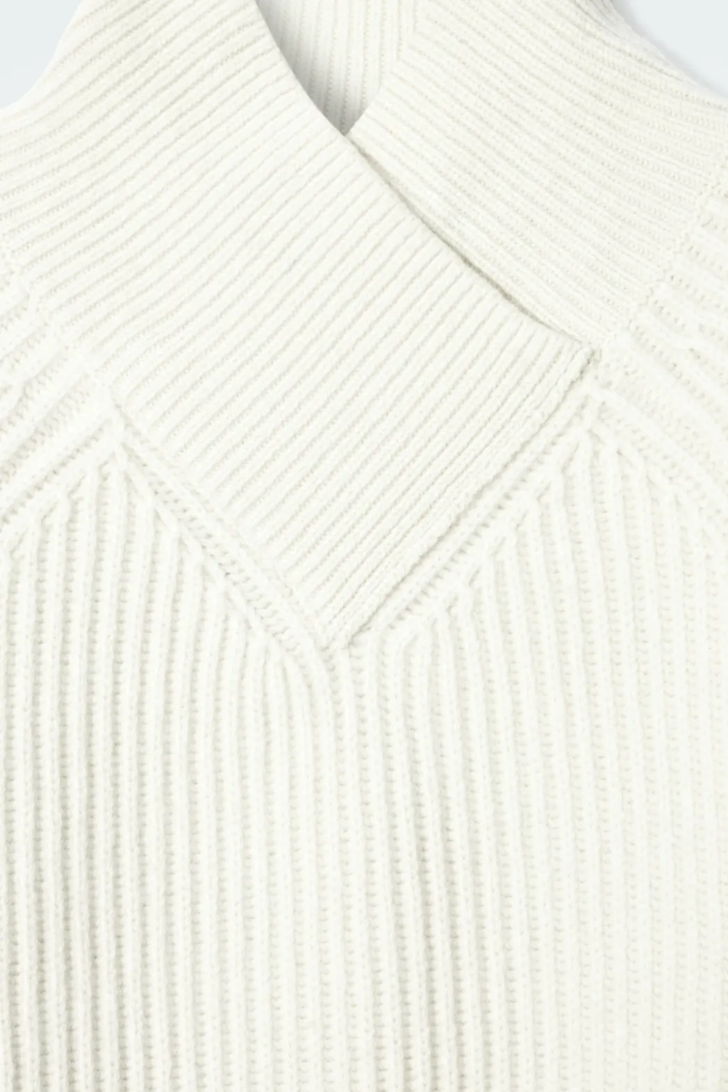 New COS WRAP-COLLAR MERINO WOOL JUMPER ECRU