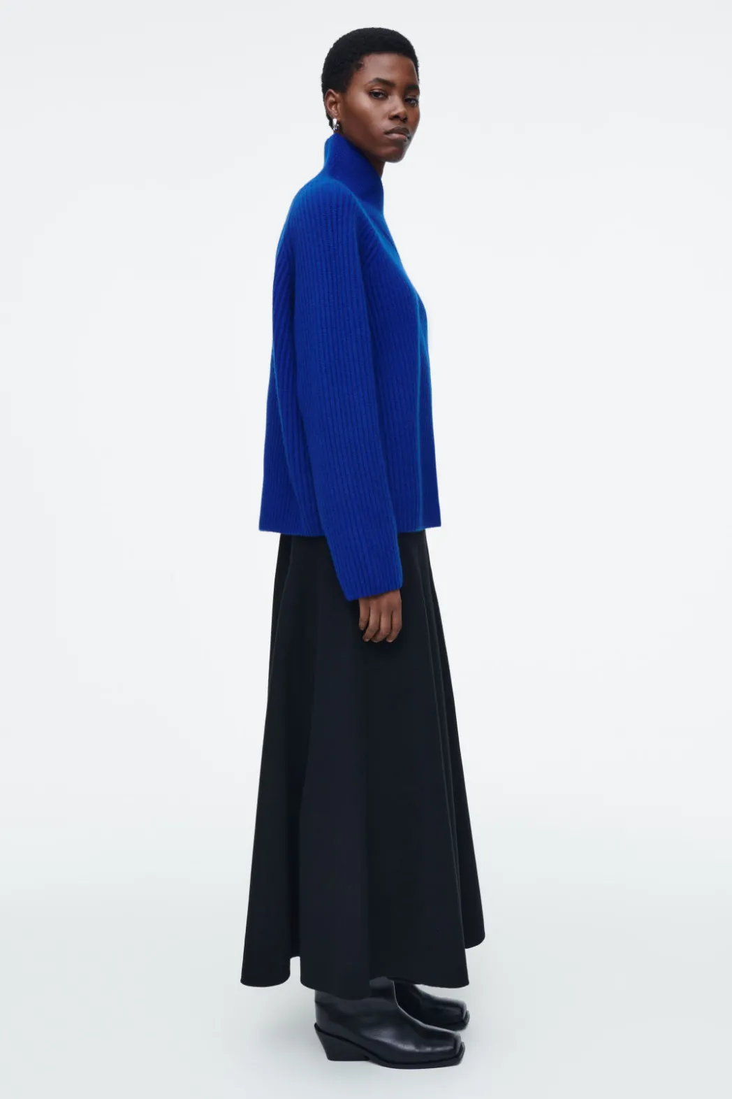 Clearance COS WRAP-COLLAR MERINO WOOL JUMPER COBALT BLUE