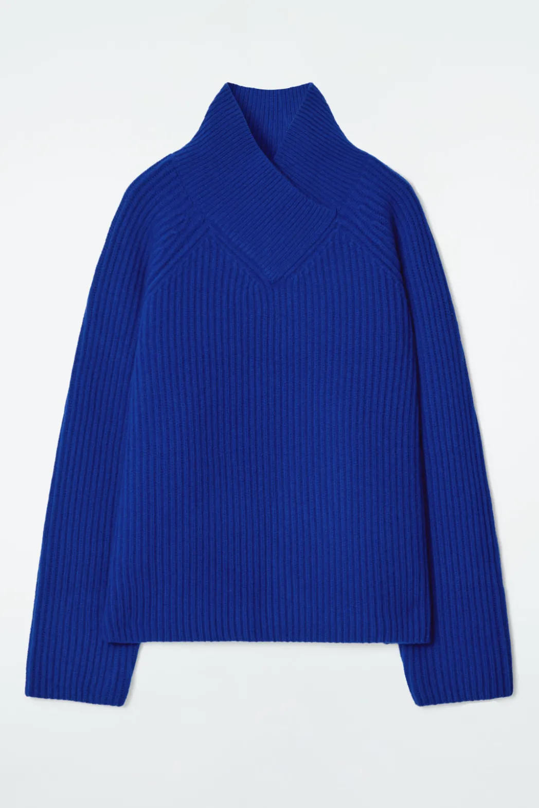 Clearance COS WRAP-COLLAR MERINO WOOL JUMPER COBALT BLUE