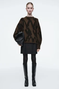 Hot COS WRAP-EFFECT WOOL MINI SKIRT BLACK