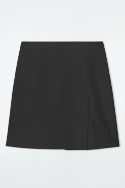 Hot COS WRAP-EFFECT WOOL MINI SKIRT BLACK