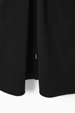 New COS ZIP-FRONT V-NECK MIDI DRESS BLACK