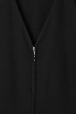 New COS ZIP-FRONT V-NECK MIDI DRESS BLACK