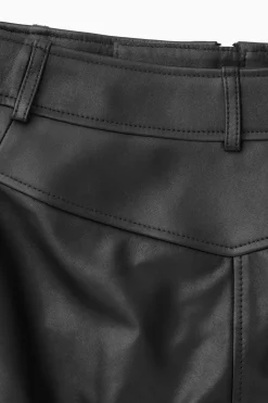 Outlet COS ZIP-UP LEATHER MIDI SKIRT BLACK